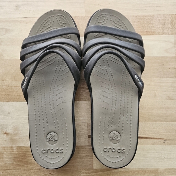 Crocs Rhonda Strappy Wedge Strappy Slide Sandal Womens Size 8 Brown - Picture 5 of 11